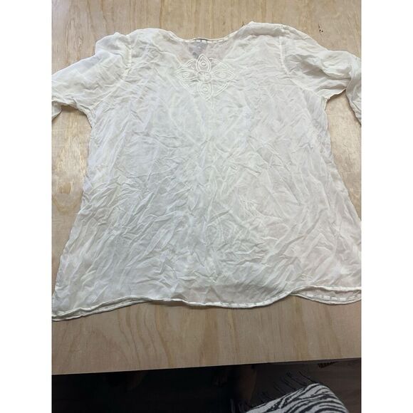 Johnny Was Ivory Tunic Top Blouse Rayon-No Size Tag-measures Like Large- - Picture 7 of 13